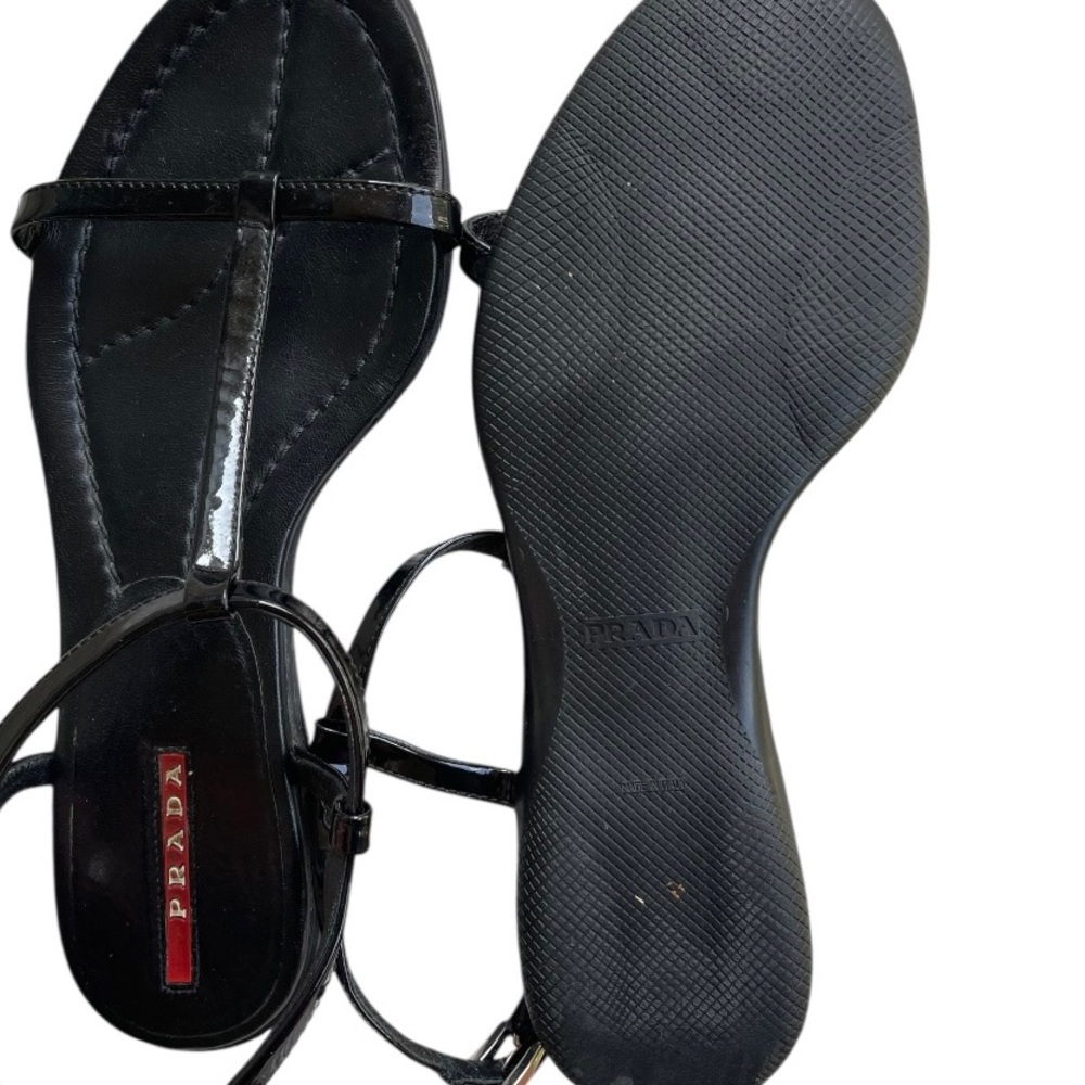 Prada Patent Leather T-Strap Sandals 36 - Picture 8 of 10